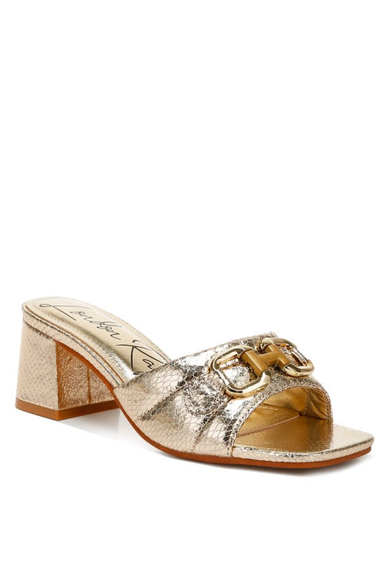 Bellamy Horsebit Detail Snake Print Sandals - Tigbul's Variety Fashion Shop