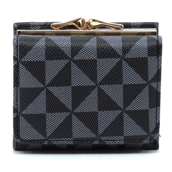 Monogram Kiss Lock Tri-fold Wallet - Tigbul's Variety Fashion Shop