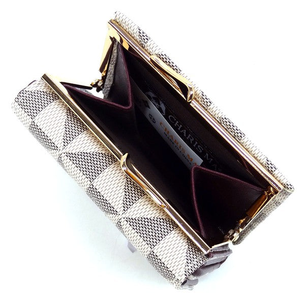 Monogram Kiss Lock Tri-fold Wallet - Tigbul's Variety Fashion Shop