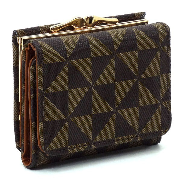 Monogram Kiss Lock Tri-fold Wallet - Tigbul's Variety Fashion Shop