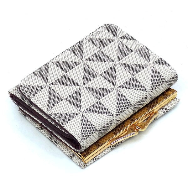 Monogram Kiss Lock Tri-fold Wallet - Tigbul's Variety Fashion Shop
