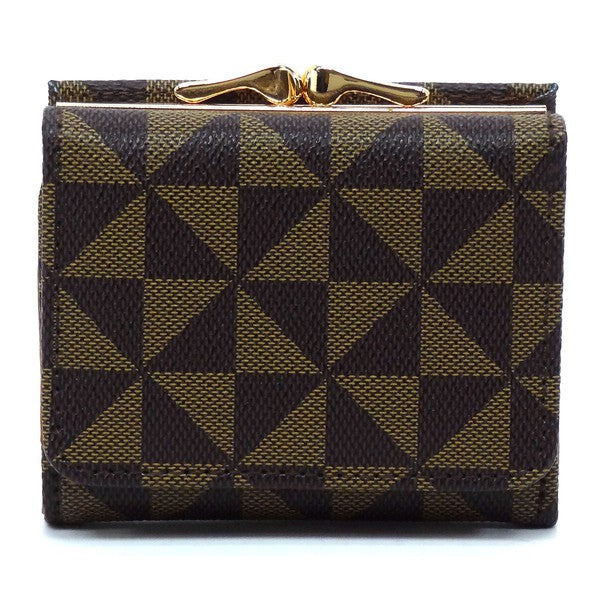 Monogram Kiss Lock Tri-fold Wallet - Tigbul's Variety Fashion Shop