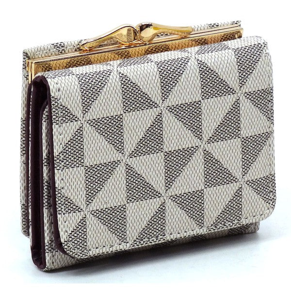 Monogram Kiss Lock Tri-fold Wallet - Tigbul's Variety Fashion Shop