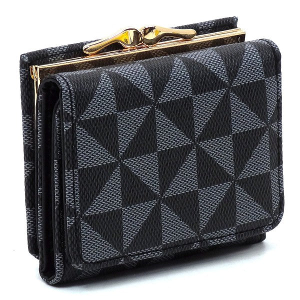 Monogram Kiss Lock Tri-fold Wallet - Tigbul's Variety Fashion Shop
