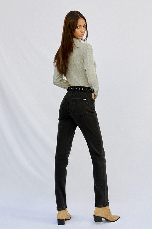 Cut Out Front Pocket Straight Jeans - Tigbul's Variety Fashion Shop