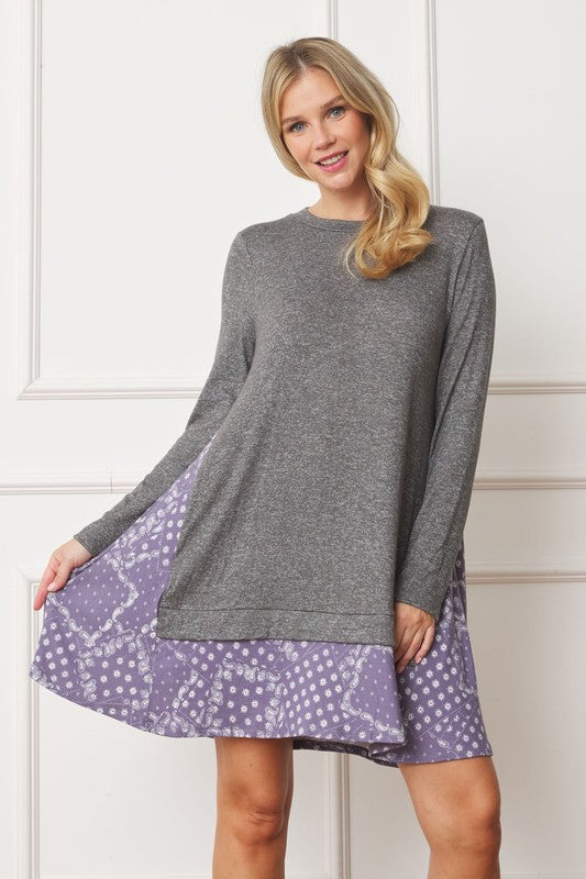 Mock Layered Bandana Paisley Mini Dress - Tigbul's Variety Fashion Shop