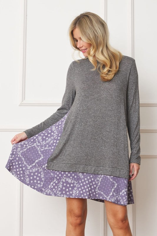 Mock Layered Bandana Paisley Mini Dress - Tigbul's Variety Fashion Shop