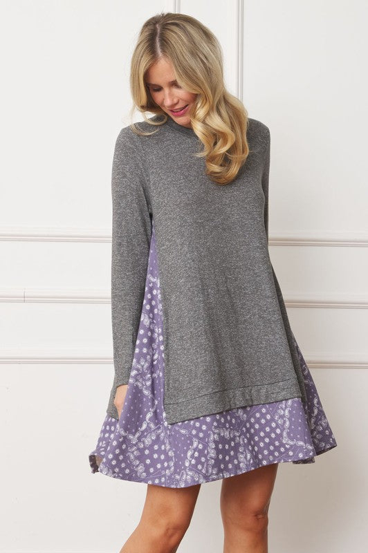 Mock Layered Bandana Paisley Mini Dress - Tigbul's Variety Fashion Shop