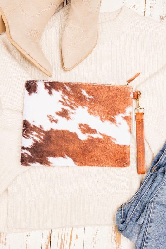 Faux Fur Cow Animal Print Clutch - Tigbul's Variety Fashion Shop