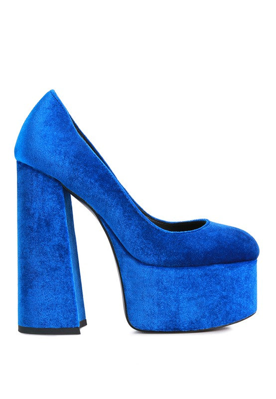 Old Novelty Platform Heel Velvet Pumps - Tigbul's Variety Fashion Shop