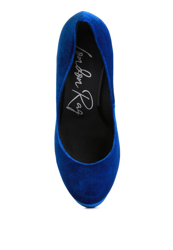 Old Novelty Platform Heel Velvet Pumps - Tigbul's Variety Fashion Shop