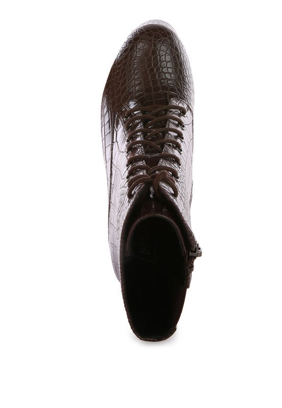 Magdalene Croc High Block Heeled Boot - Tigbul's Variety Fashion Shop