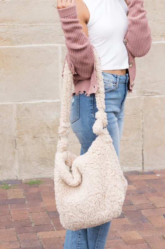 Boucle Sherpa Messenger Bag - Tigbul's Variety Fashion Shop