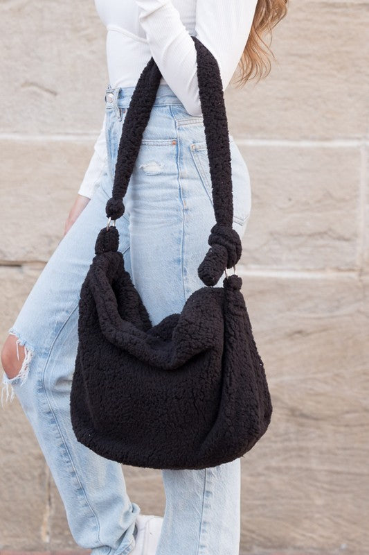 Boucle Sherpa Messenger Bag - Tigbul's Variety Fashion Shop