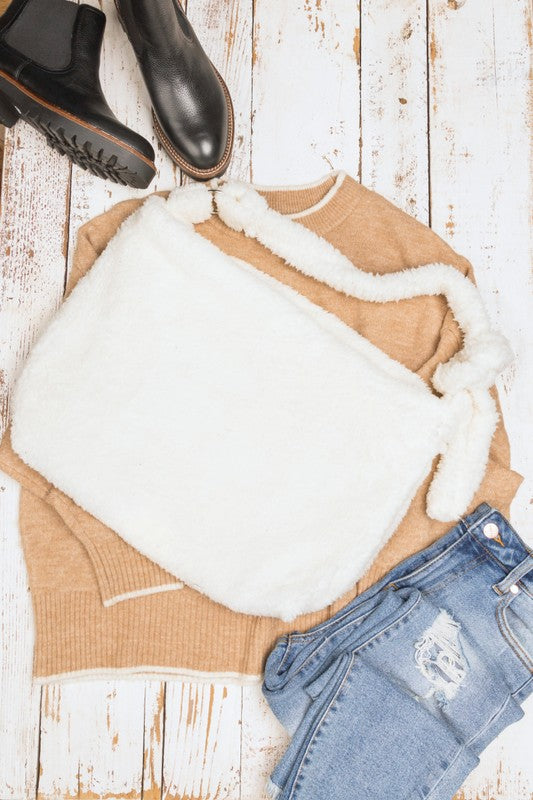 Boucle Sherpa Messenger Bag - Tigbul's Variety Fashion Shop