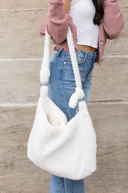 Boucle Sherpa Messenger Bag - Tigbul's Variety Fashion Shop