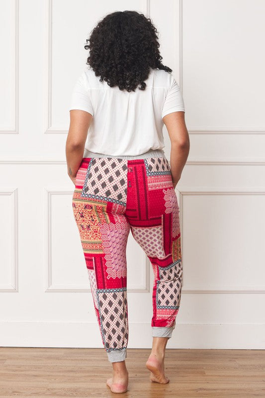 Plus Quilted Print Joggers - Tigbul's Variety Fashion Shop