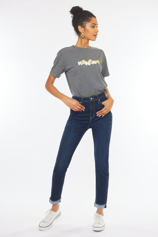 High Rise Rolled Cuff Jeans - Tigbul's Variety Fashion Shop