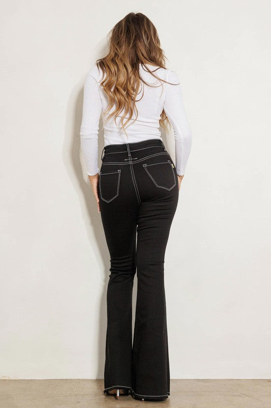 High Rise Black Flared Denim Jeans - Tigbul's Variety Fashion Shop