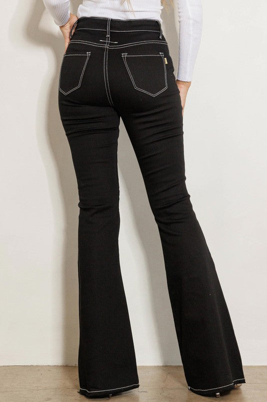 High Rise Black Flared Denim Jeans - Tigbul's Variety Fashion Shop