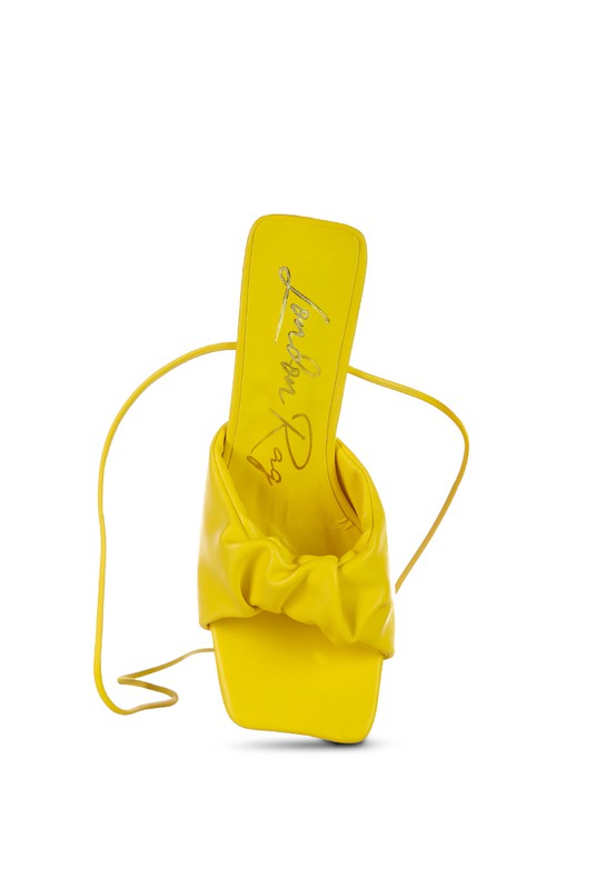 Primavera Ruched Triangular Heel Lace Up Sandal - Tigbul's Variety Fashion Shop
