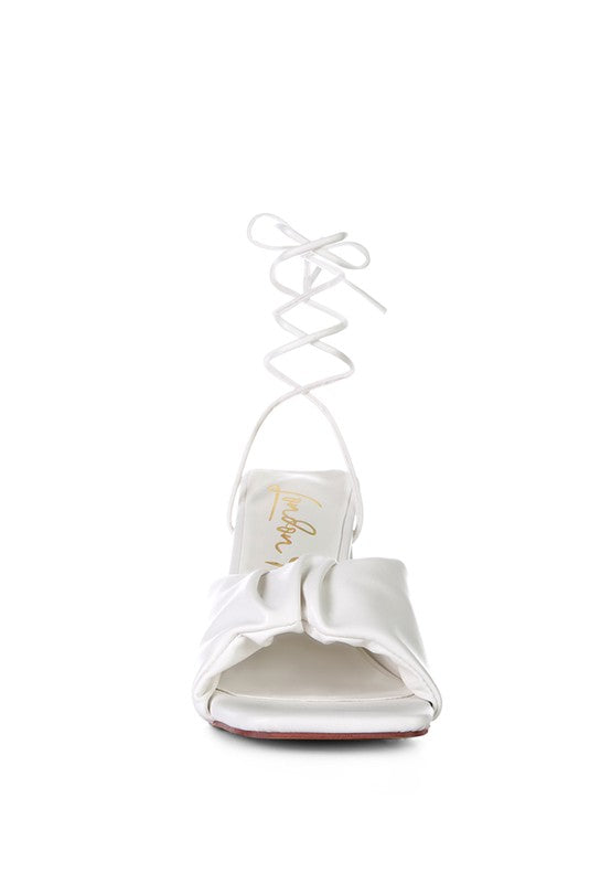 Primavera Ruched Triangular Heel Lace Up Sandal - Tigbul's Variety Fashion Shop