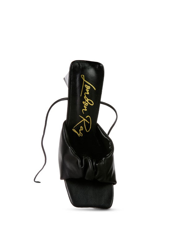Primavera Ruched Triangular Heel Lace Up Sandal - Tigbul's Variety Fashion Shop