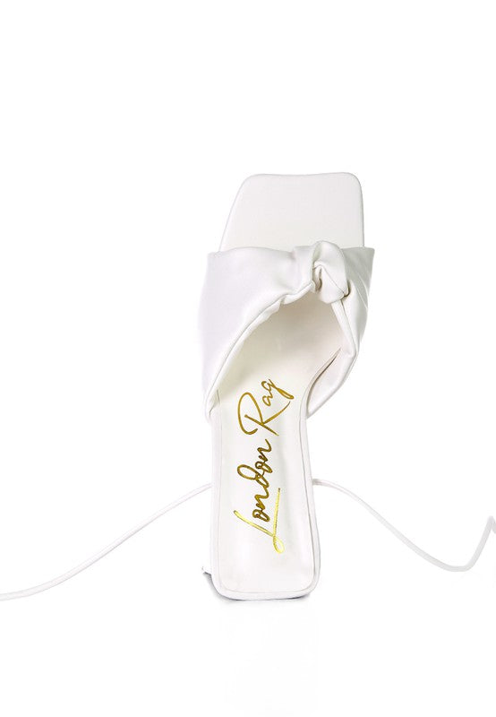 Primavera Ruched Triangular Heel Lace Up Sandal - Tigbul's Variety Fashion Shop