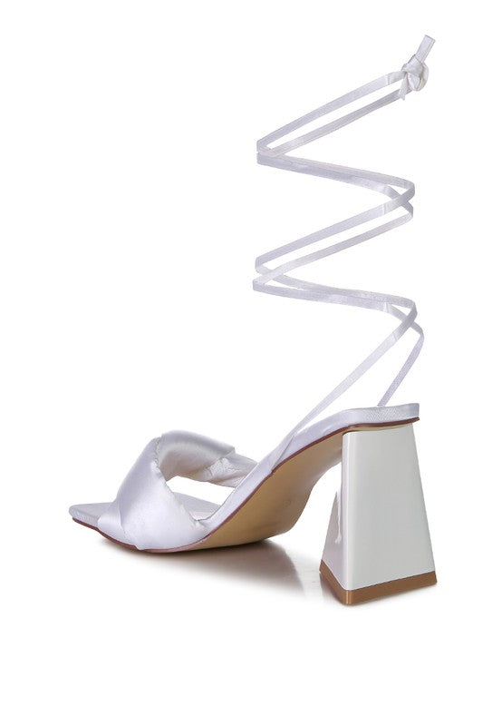 Pristine Knotted Triangular Block Heel Sandals - Tigbul's Variety Fashion Shop