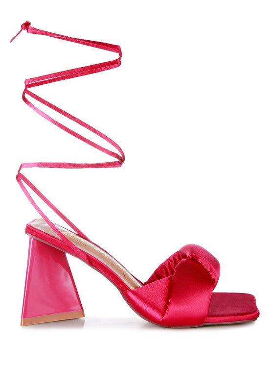 Pristine Knotted Triangular Block Heel Sandals - Tigbul's Variety Fashion Shop