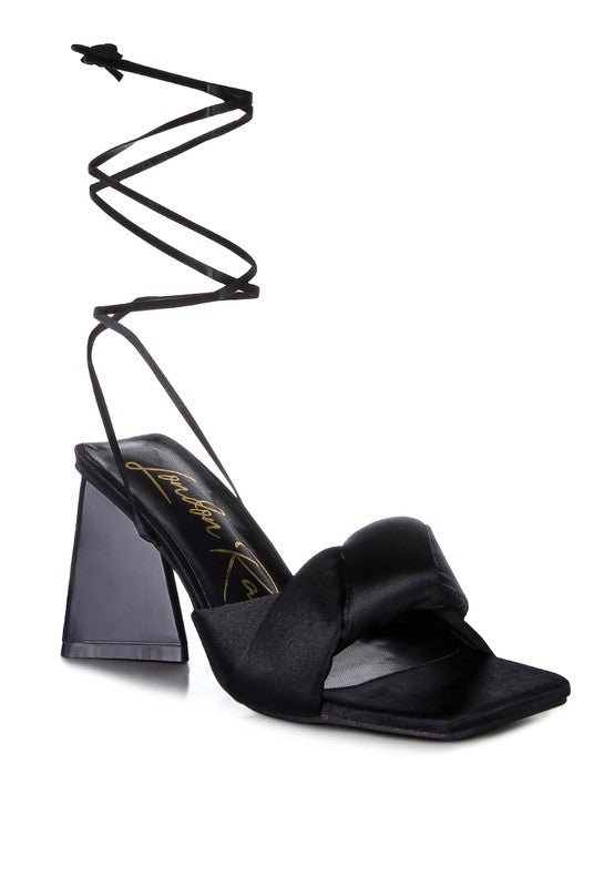 Pristine Knotted Triangular Block Heel Sandals - Tigbul's Variety Fashion Shop