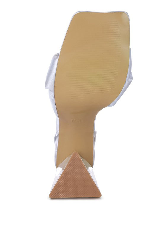Pristine Knotted Triangular Block Heel Sandals - Tigbul's Variety Fashion Shop