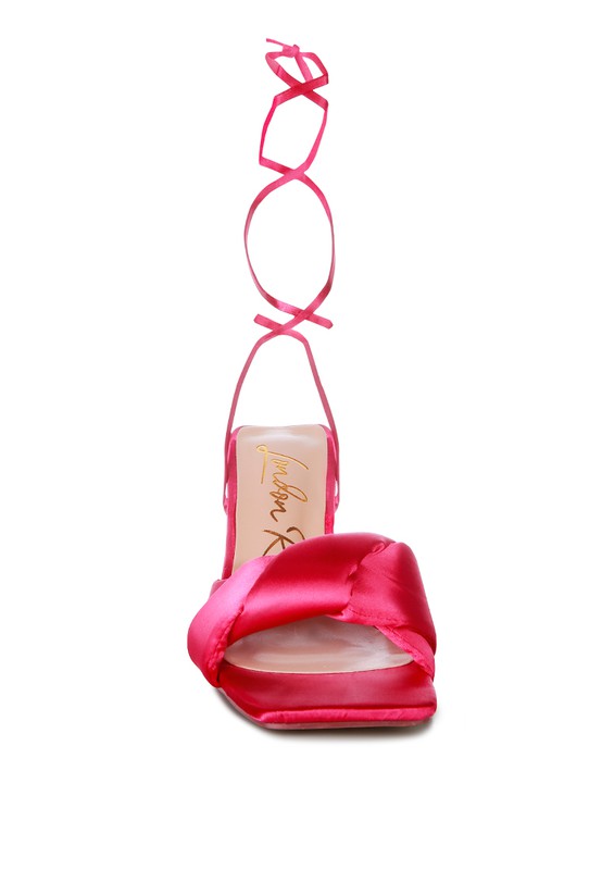 Pristine Knotted Triangular Block Heel Sandals - Tigbul's Variety Fashion Shop