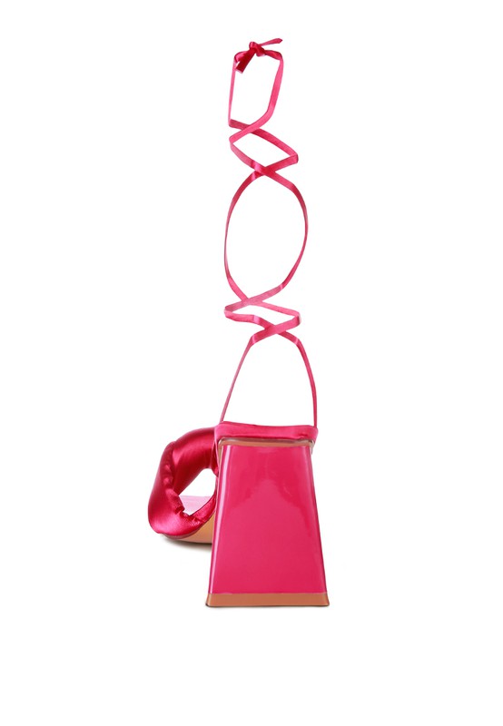 Pristine Knotted Triangular Block Heel Sandals - Tigbul's Variety Fashion Shop