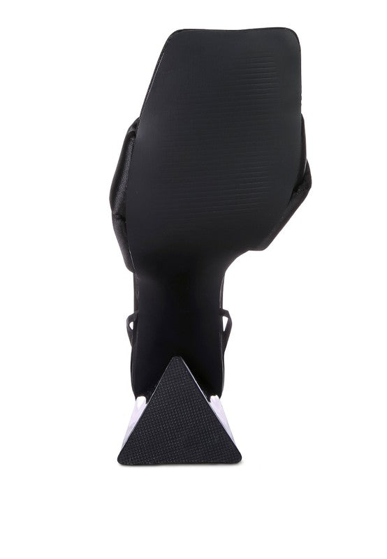 Pristine Knotted Triangular Block Heel Sandals - Tigbul's Variety Fashion Shop