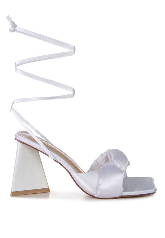 Pristine Knotted Triangular Block Heel Sandals - Tigbul's Variety Fashion Shop