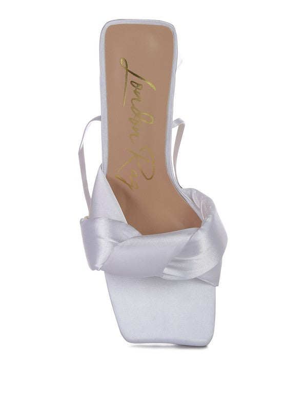 Pristine Knotted Triangular Block Heel Sandals - Tigbul's Variety Fashion Shop