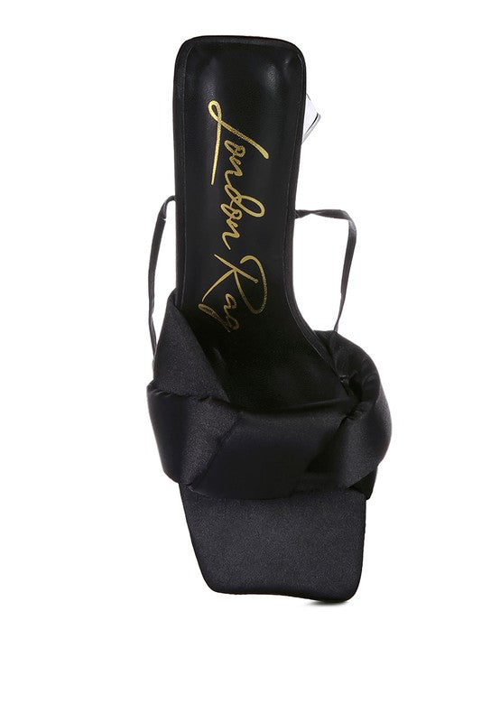 Pristine Knotted Triangular Block Heel Sandals - Tigbul's Variety Fashion Shop