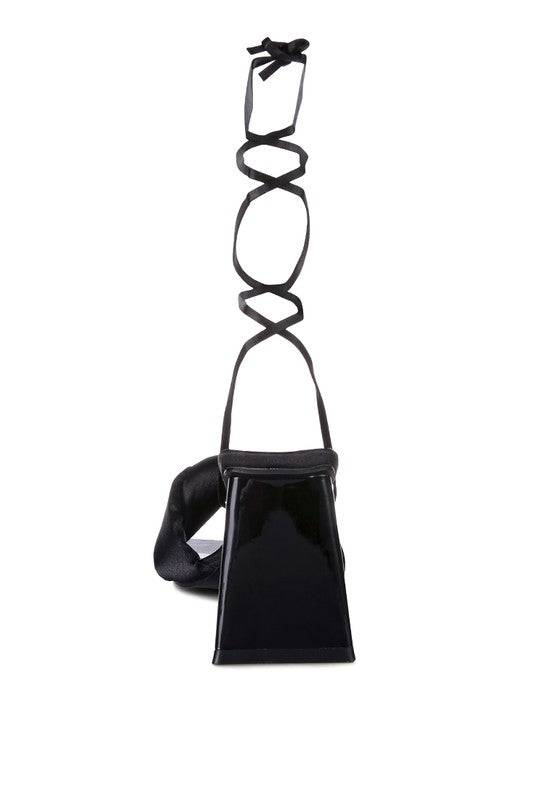 Pristine Knotted Triangular Block Heel Sandals - Tigbul's Variety Fashion Shop