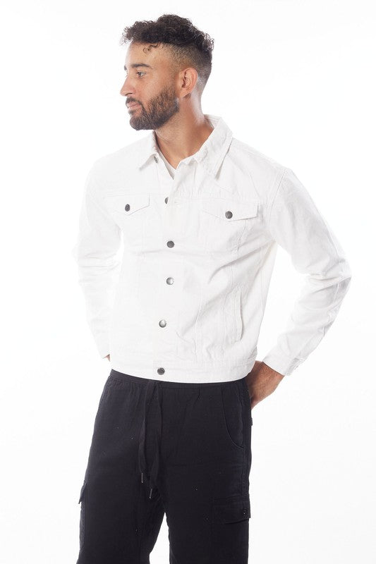 Men's White Denim Jacket - Tigbul's Variety Fashion Shop