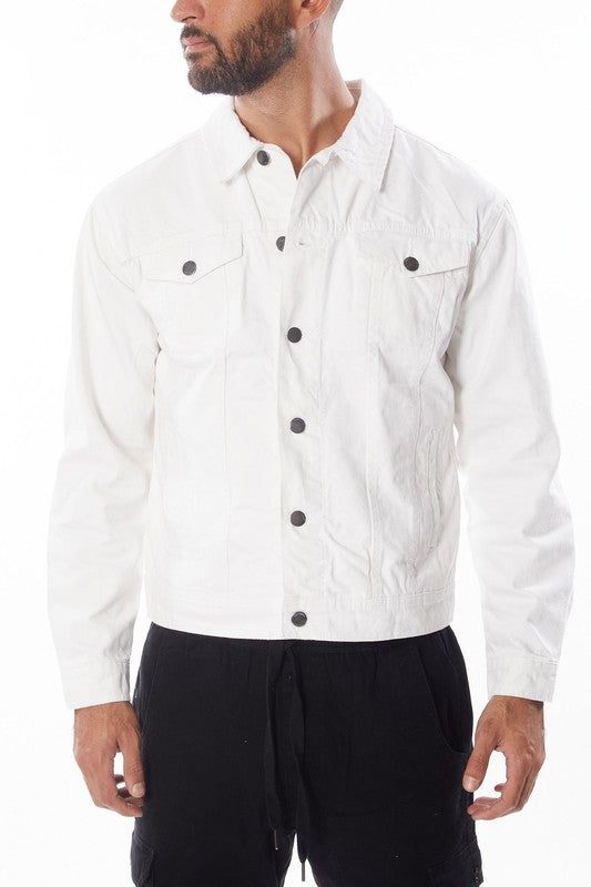 Men's White Denim Jacket - Tigbul's Variety Fashion Shop