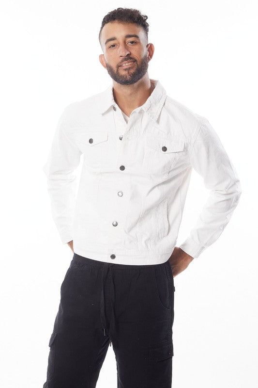 Men's White Denim Jacket - Tigbul's Variety Fashion Shop