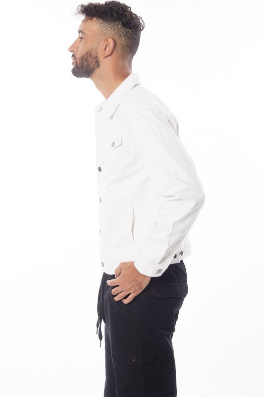 Men's White Denim Jacket - Tigbul's Variety Fashion Shop