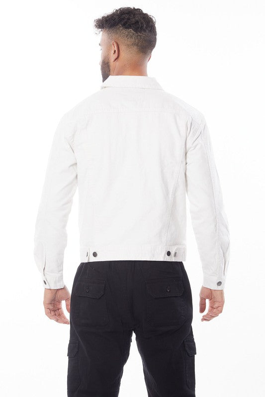 Men's White Denim Jacket - Tigbul's Variety Fashion Shop