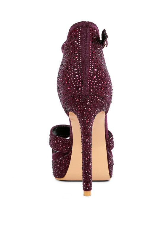 REGALIA Diamante Studded High Heel Dress Sandals - Tigbul's Variety Fashion Shop