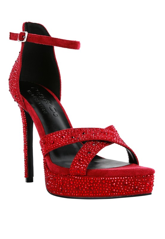 REGALIA Diamante Studded High Heel Dress Sandals - Tigbul's Variety Fashion Shop