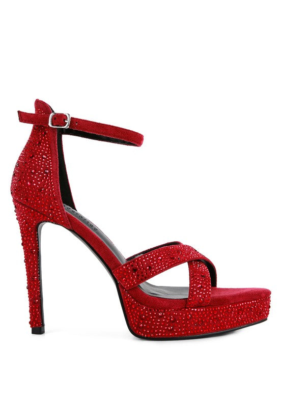 REGALIA Diamante Studded High Heel Dress Sandals - Tigbul's Variety Fashion Shop
