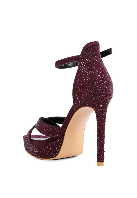 REGALIA Diamante Studded High Heel Dress Sandals - Tigbul's Variety Fashion Shop