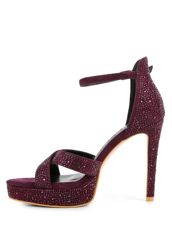 REGALIA Diamante Studded High Heel Dress Sandals - Tigbul's Variety Fashion Shop
