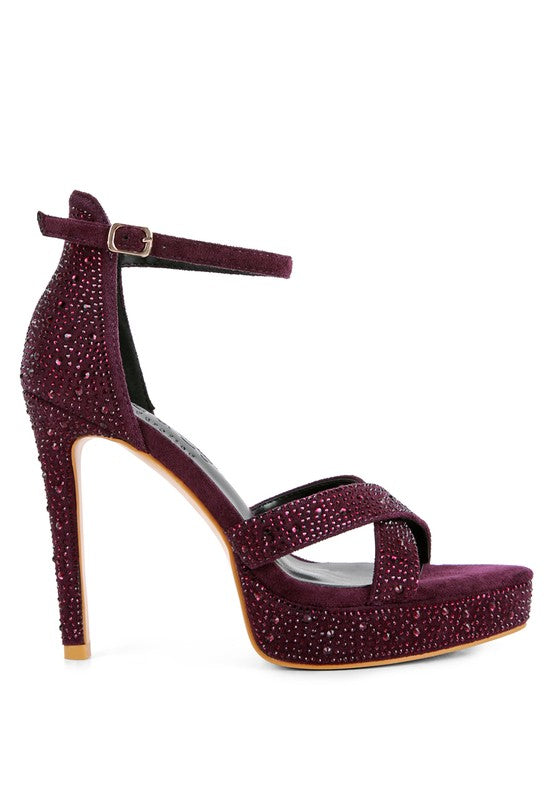 REGALIA Diamante Studded High Heel Dress Sandals - Tigbul's Variety Fashion Shop
